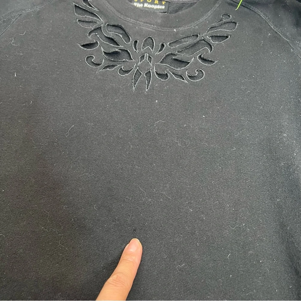 Womens The Kooples Black Cut-Out Side Zipper Sweatshirt Top M - Picture 11 of 11